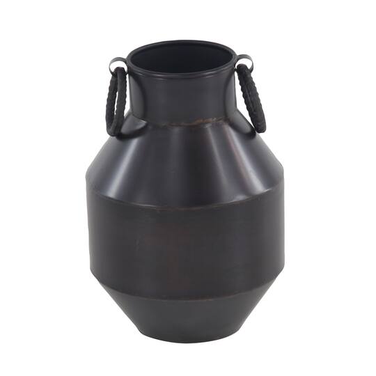Dark Brown Metal Rustic Vase, 12" x 8" x 8"
